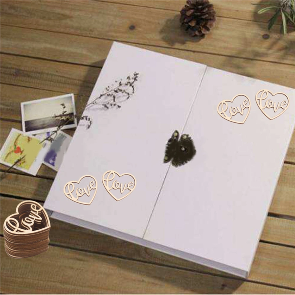 50pcs Wooden Hollow Love Heart Creative DIY Craft Photo Album Scrapbook Decoration Wedding Table Scatter Decoration