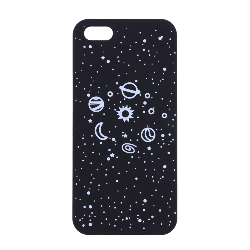 Phone Cover Black Hard Case Cartoon Planet Starry Sky Pattern Shockproof Protector Shell For IPhone 5 5s 5se