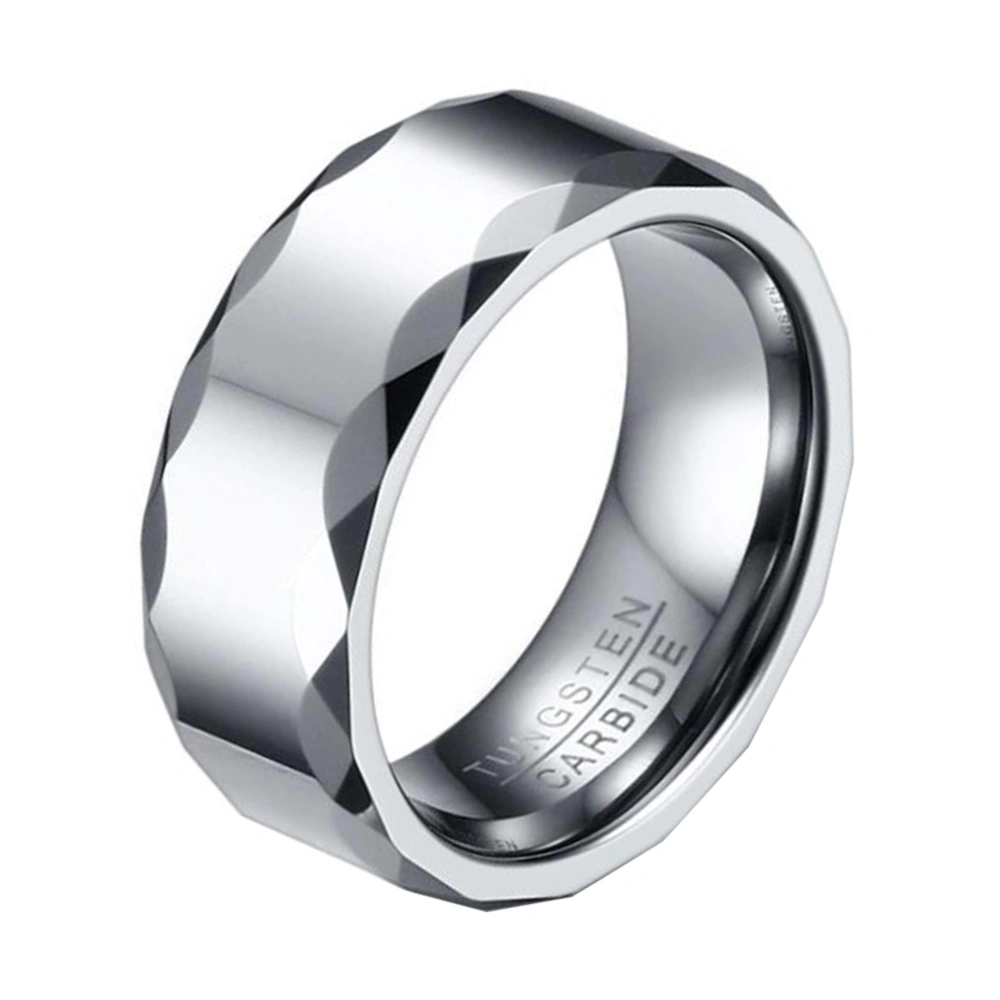 Stylish Tungsten Steel Jewelry Fashion Finger Ring Trendsetter Ring Size 7 Silver