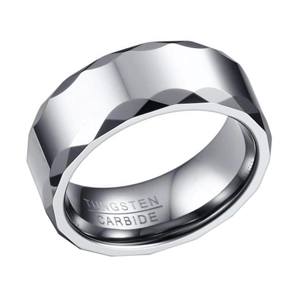 Stylish Tungsten Steel Jewelry Fashion Finger Ring Trendsetter Ring Size 7 Silver