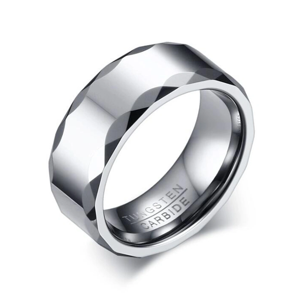 Stylish Tungsten Steel Jewelry Fashion Finger Ring Trendsetter Ring Size 7 Silver