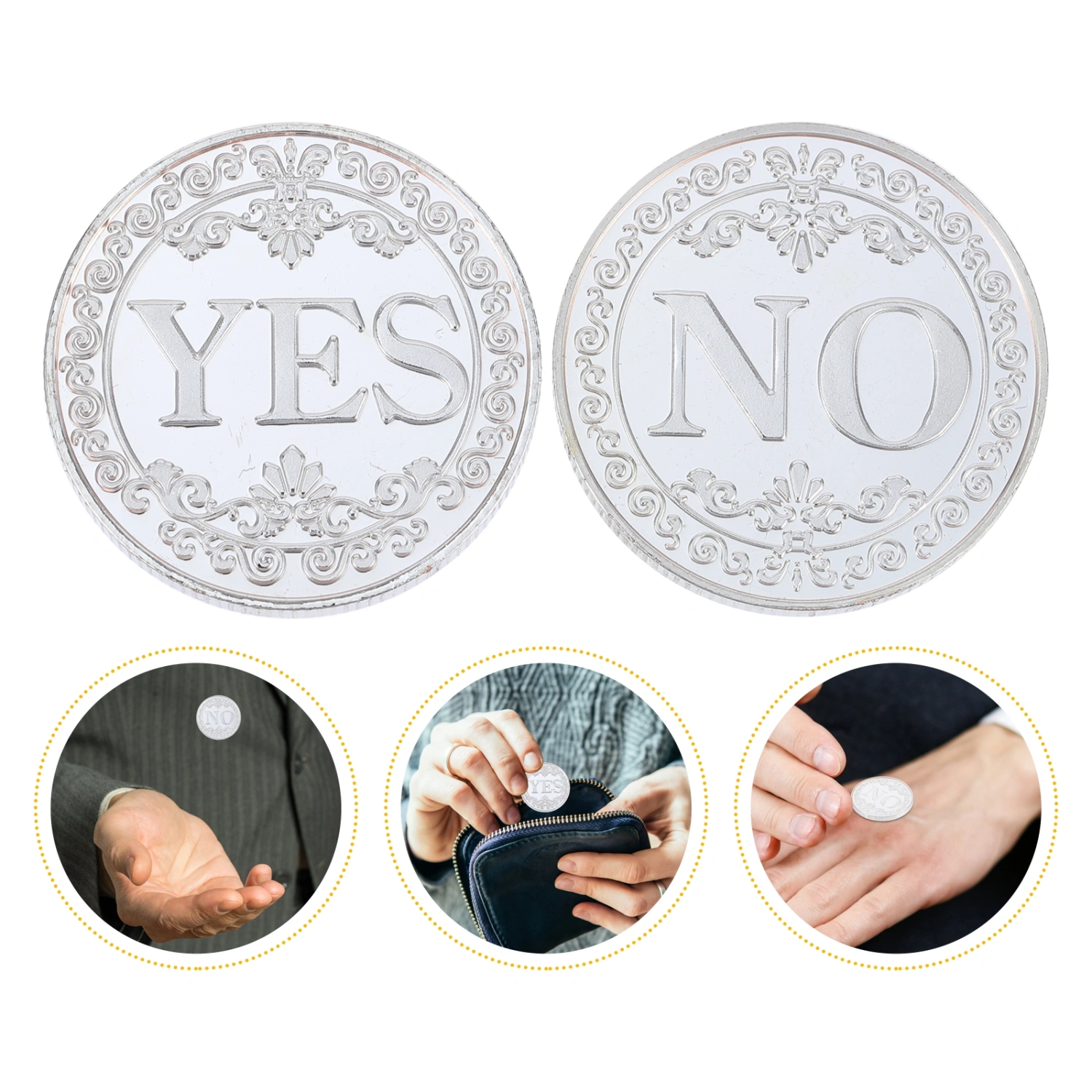 2 Pcs Yes or No Decision Making Coins Stainless Steel Commemorative Coins