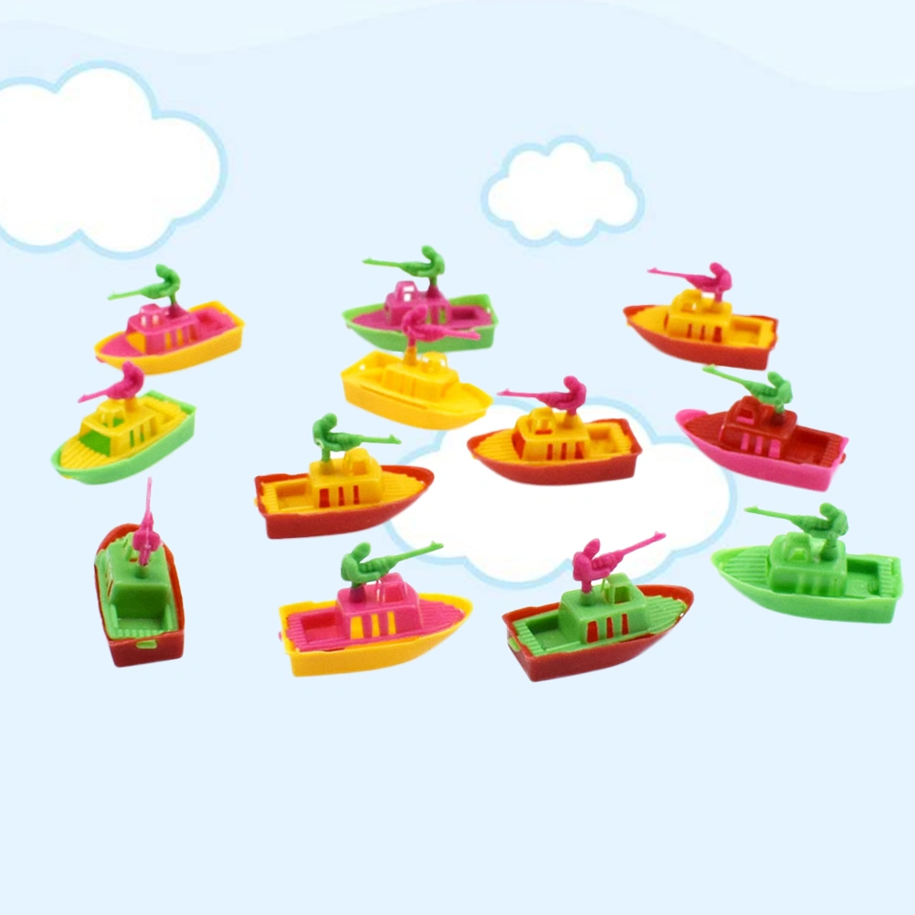 20pcs Mini Plastic Boat Model Simulation Combat Boat Toy for Kids Toddler (Mixed Color)