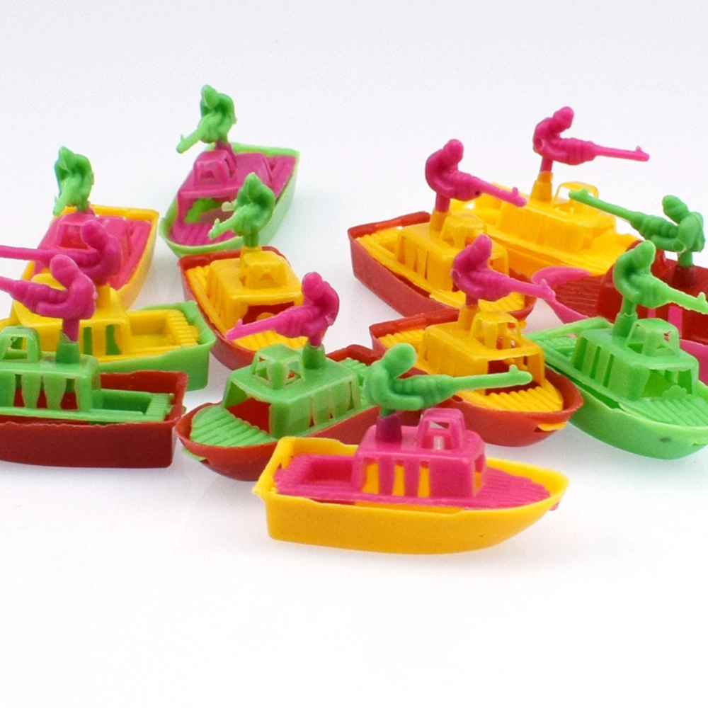 20pcs Mini Plastic Boat Model Simulation Combat Boat Toy for Kids Toddler (Mixed Color)