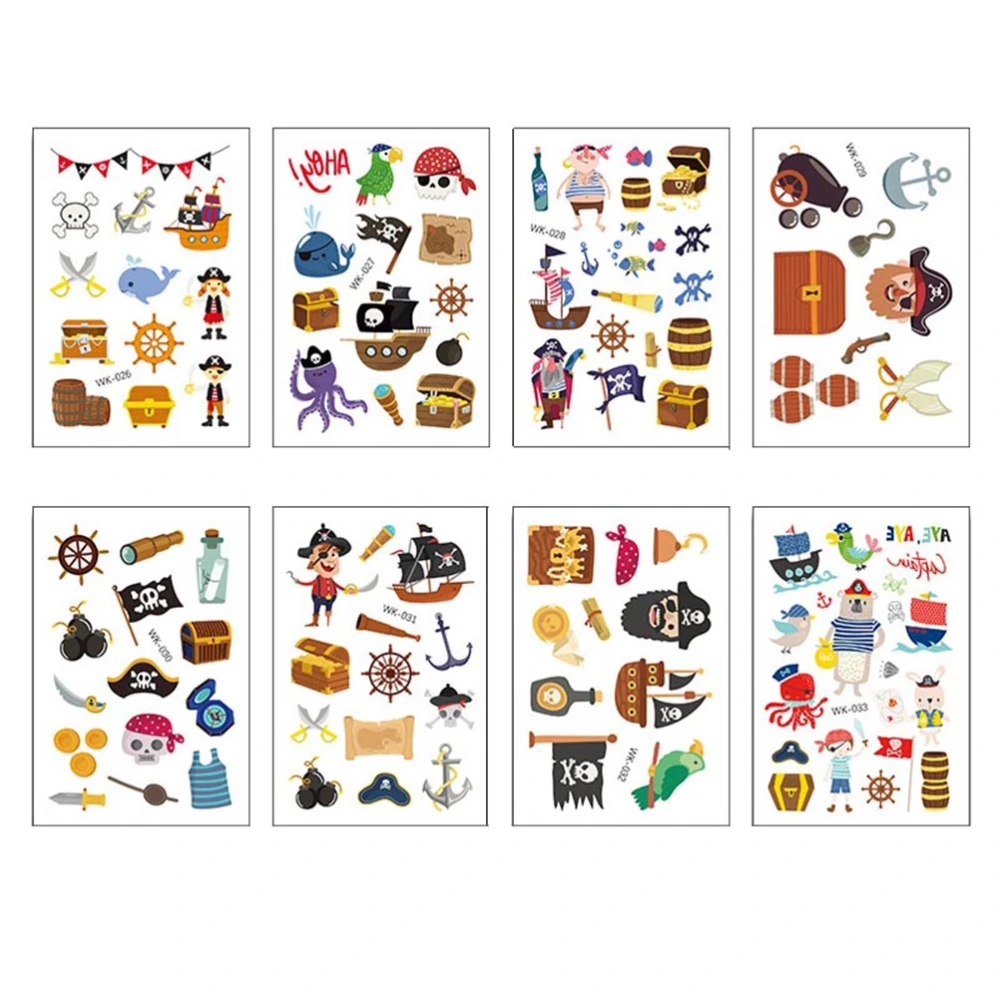 8pcs 3D Cartoon Pirates Temporary Kids Fake Body Waterproof Sticker for Kids(wk-026+wk-027+wk-028+wk-029+wk-030+wk-031+wk-032+wk-033)