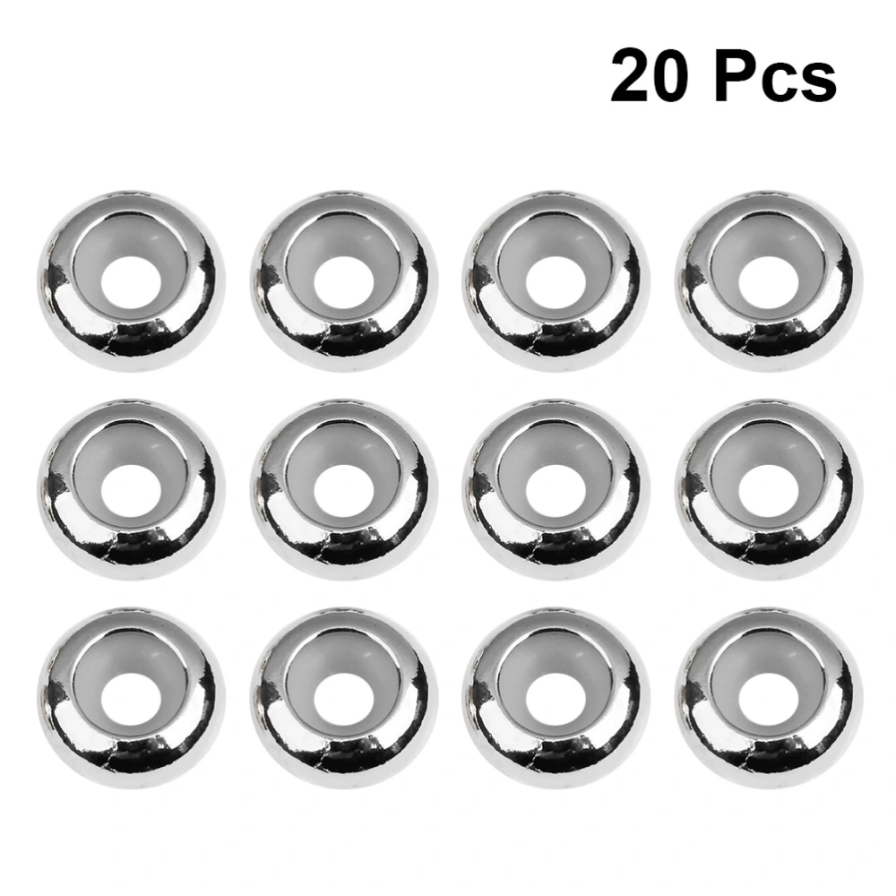 1 Bag 20pcs DIY Copper and Silicone Flat Beads Adjust the Length of the Chain Buckle Positioning Bead DIY Jewelry Making (External Diameter 10MM, Hole 3mm Silver)