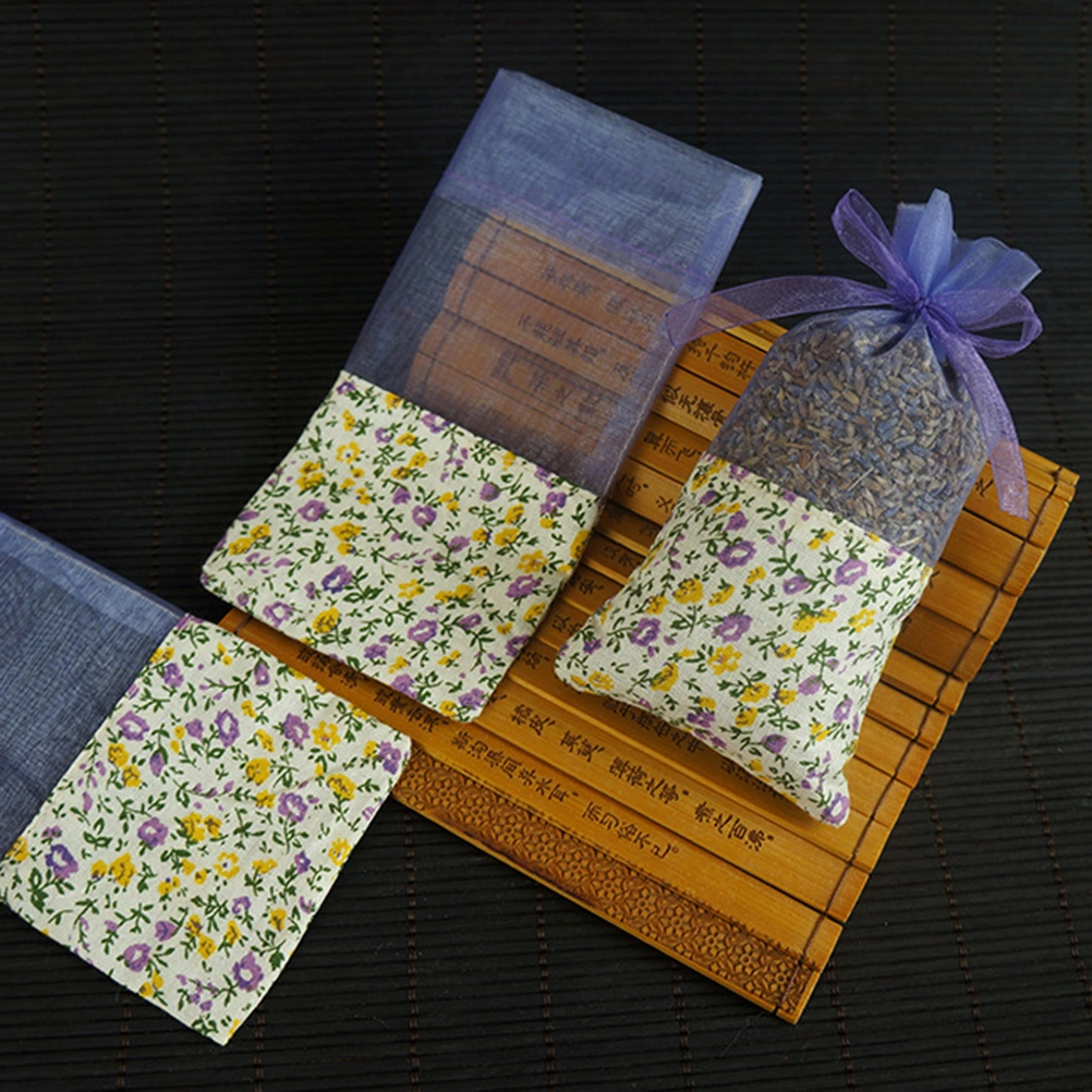 10pcs Empty Lavender Bags Flower Printing Sachets Bag Fragrance Pouch for Relaxing Sleeping Light Purple with Floral