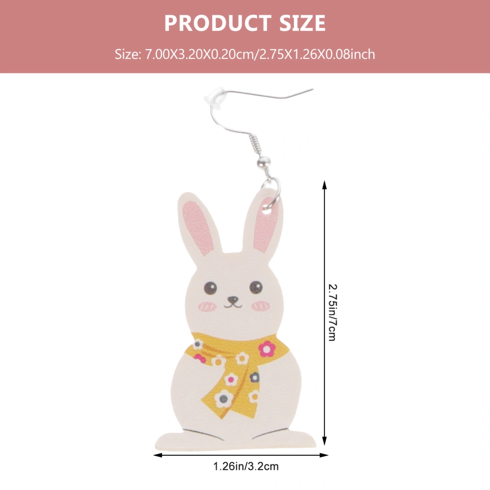 5 Pairs of Easter Two-sided Lovely Bunny Printing Design Leather Earrings for Women