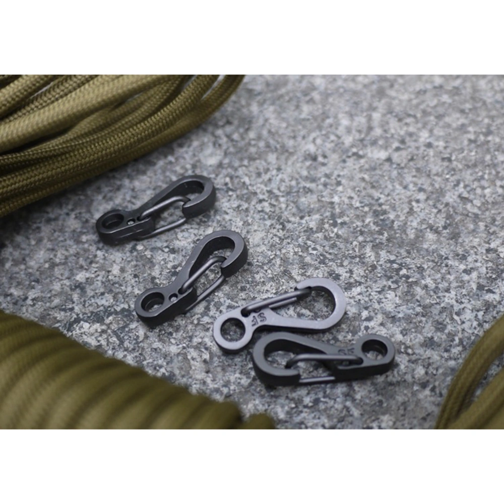 10Pcs Mini Carabiner Clip Bottle Backpack Keychain Lock Hook for Umbrella Rope Parachute Cord Outdoor Clasps Tactical Survival Gear (Black)