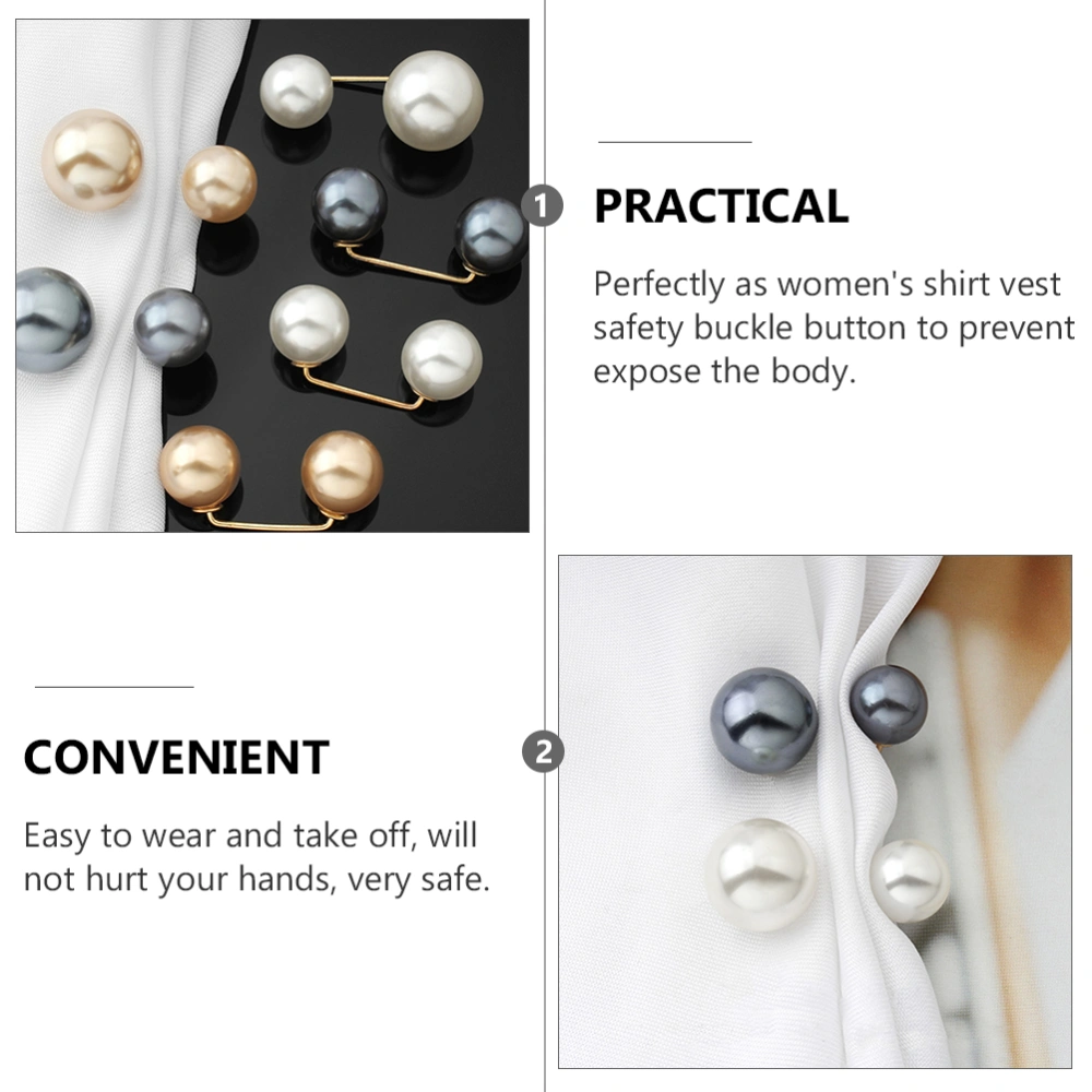 8Pcs Faux Pearl Brooch Lady Sweater Brooches Anti-Emptied Collar Corsage