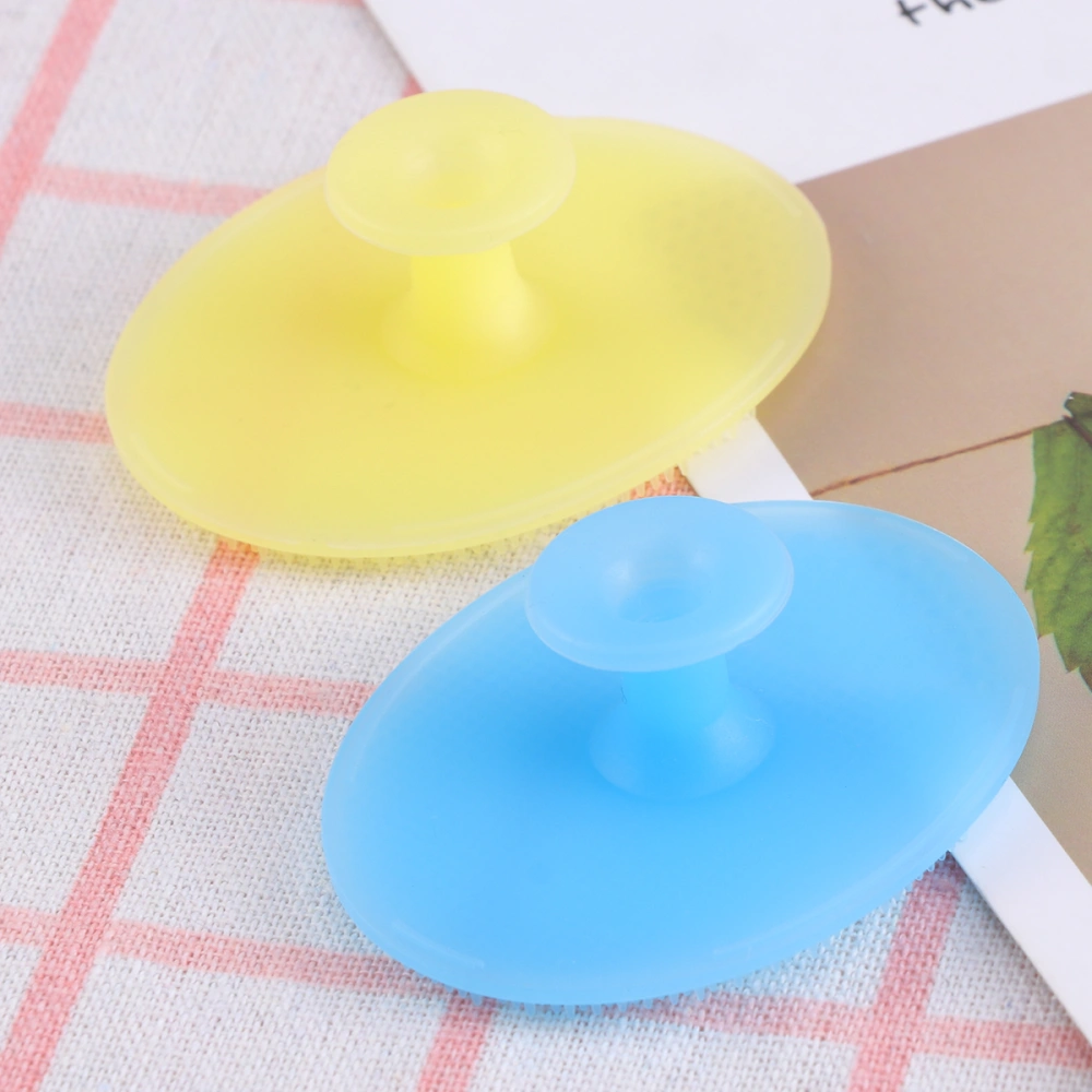 2pcs Silicone Face Cleanser Massager Facial Cleansing Brush Pad Handheld Mat Scrubber for Women (Small Sky Blue + Small Light Yellow)