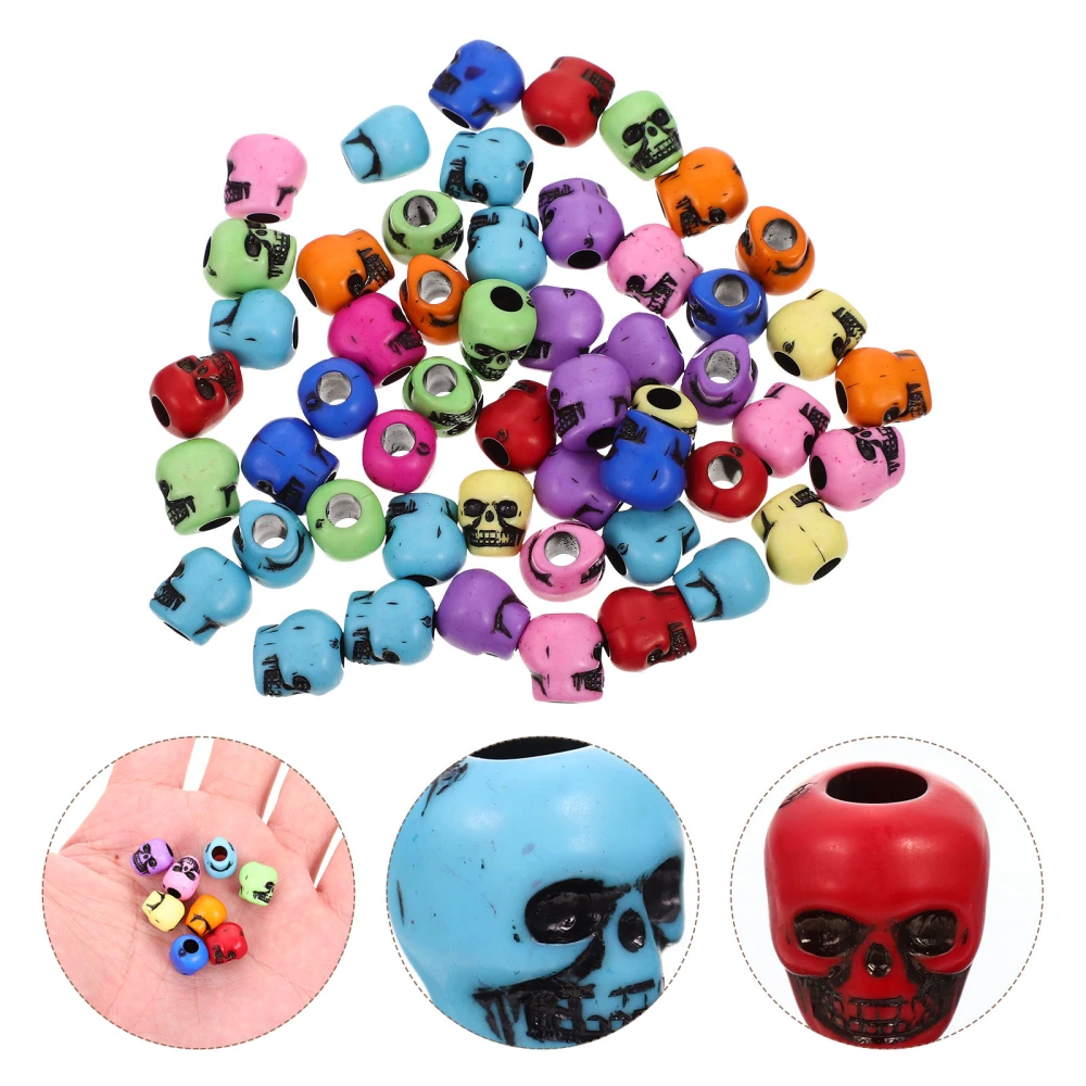 50pcs Acrylic Skull Beads Jewelry Making Charms Bracelets Anklets Necklaces Beads Halloween DIY Accessories