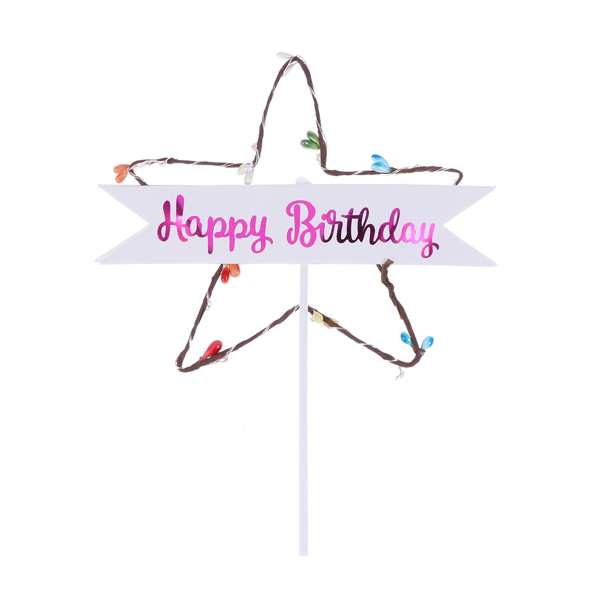 1pc LED Illuminated Five-pointed Star Cake Toppers Cake Inserted for Party Decoration (Red)