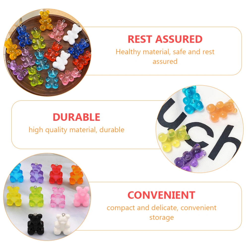 20Pcs Resin Bear Pendants DIY Earrings Jewelry Charms Decorative Pendants