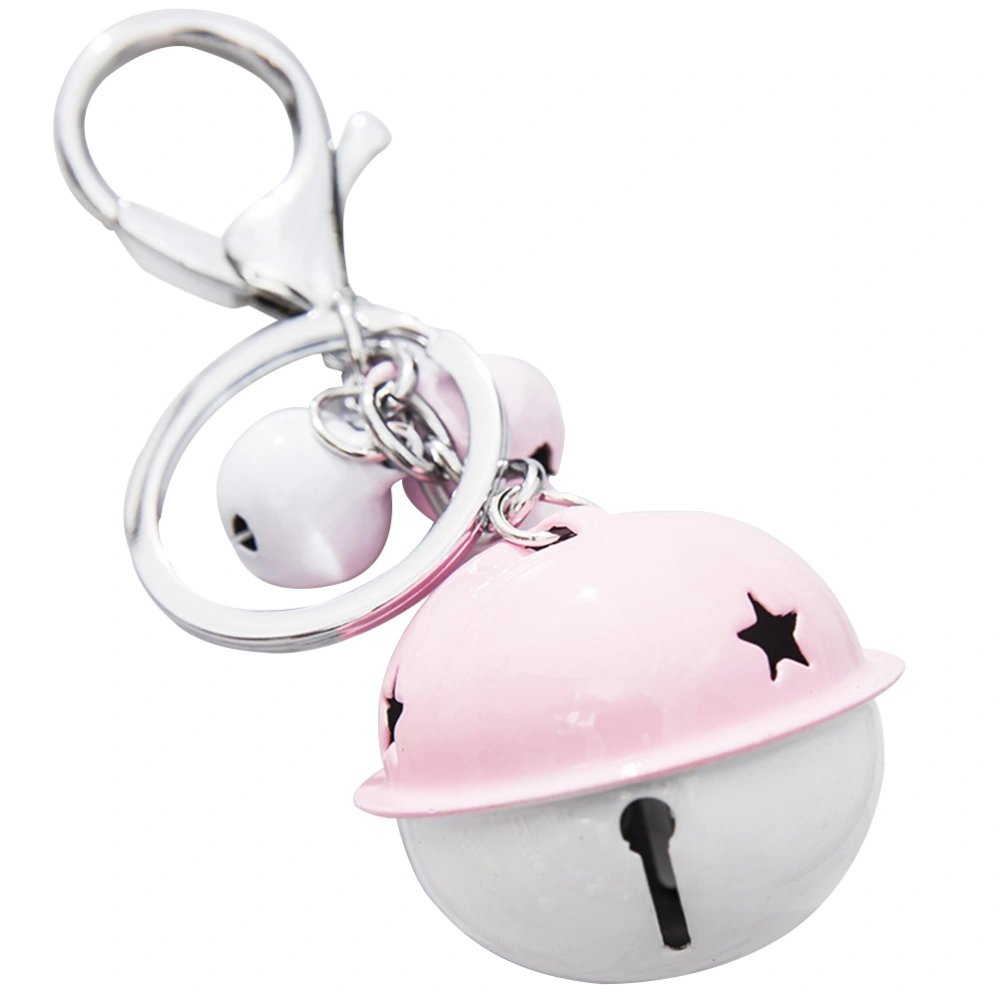 Small Bells Key Chain Strong Key Ring with Charming Pendants for Handbag School Bag(White and Pink)