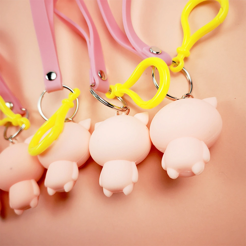 Pig Key Chain Cartoon Animal Pig Keychain Bag Charm Pendant Kids Toy Gift(Random Style,Pink)