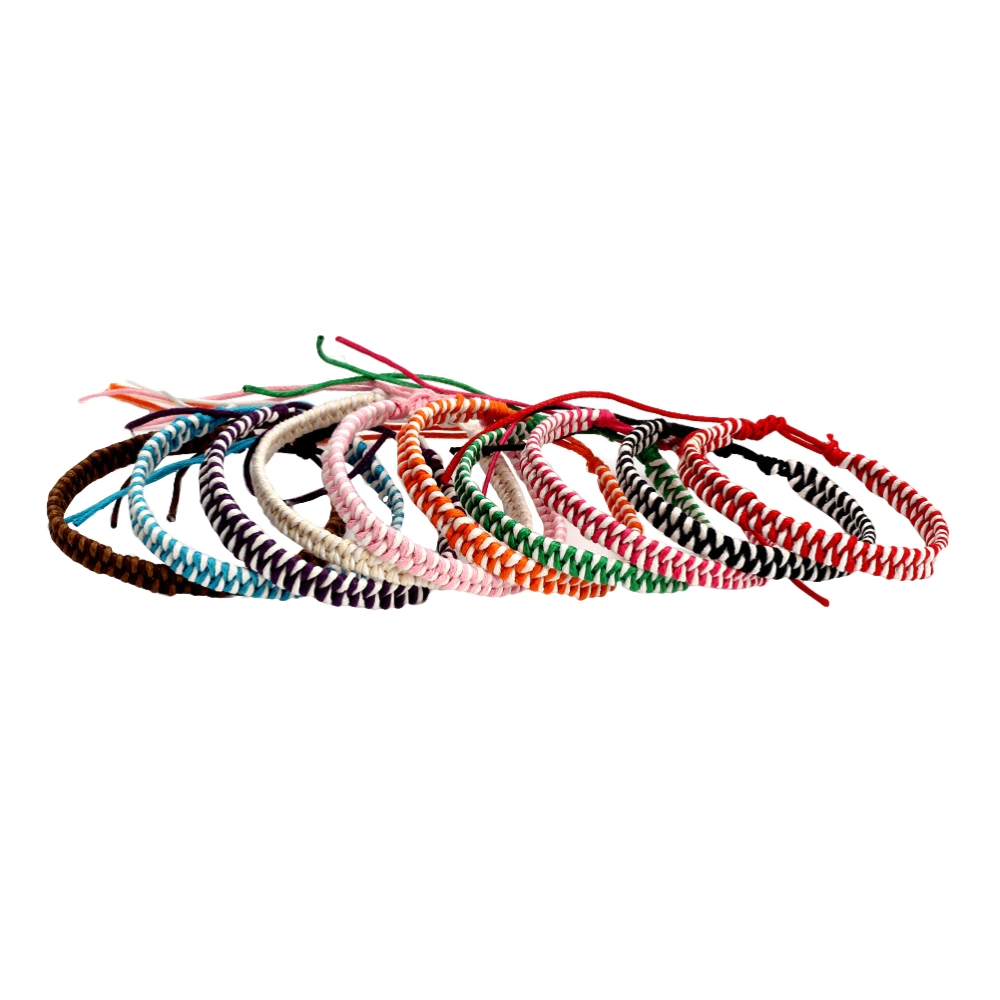 10Pcs Multicolor Wax Thread Bracelets Bohemian Style Handmade Braided Bracelet Rope