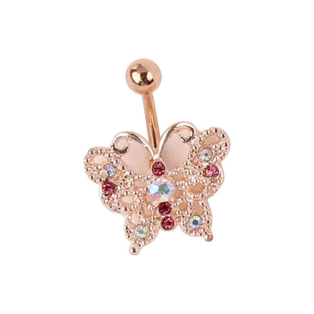 Belly Button Ring Crystal Diamond Navel Piercing Studs Jewelry for Body Decoration (Gold)