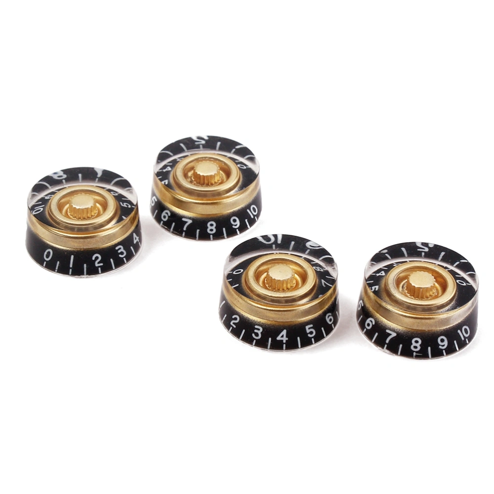 4 PCS/ Set Guitar Knobs Volume Tone Control Rotary Knobs for Epiphone Style Electric Guitar Parts Replacement (Black and Yellow)