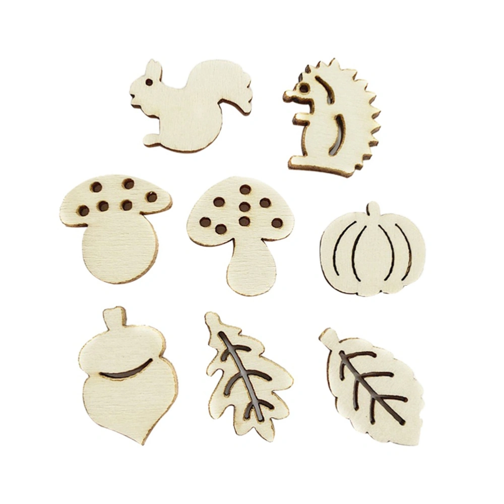 50pcs Cartoon Wooden Pieces Animal Mushroom Carvings Craft Embellishments Wood Ornament Manual Accessories for DIY Art (2.5cm Random Pattern)