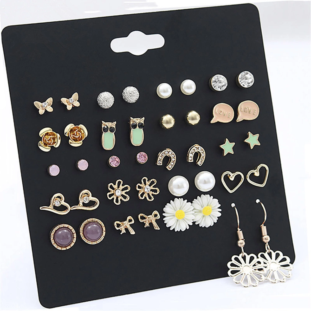 20Pairs Women Earrings Set Hypoallergenic Colorful Daisy Resin Owl Pearl Studs Earrings Set for Children Little Girls