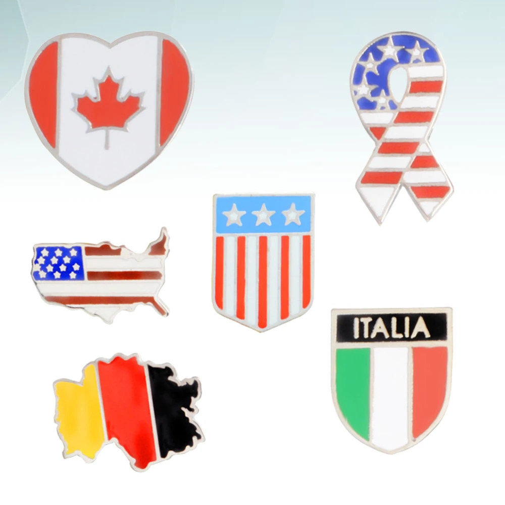 6pcs Wolrd Map Country Flag Breastpin Chic Brooches Unique Brooch Pin Costume Props Decoration for Decor Use (XZ1383 + XZ1384 + XZ1385 + XZ1386 + XZ1387 + XZ1388)