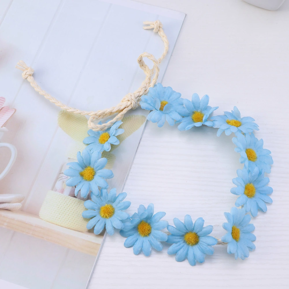 2PCS Bohemian 11 Daisy Headband Hair Wedding Bridal Hair Clasp Hair Band Hair Accessories Dress Accessories for Women (Blue)