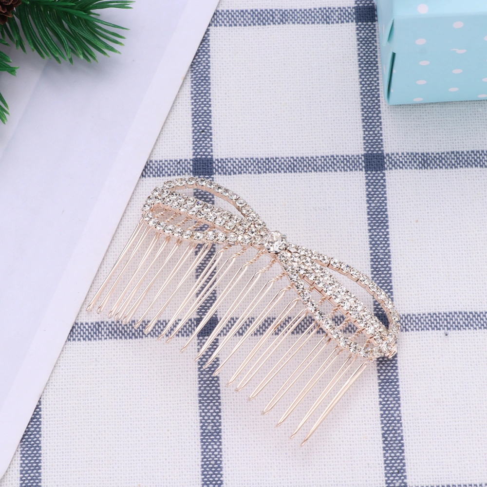 1PC Hair Comb Hollow Bowknot Rhinestone Inlay Headdress Alloy Insert Comb Bridal Hair Accessories Hair Decoration