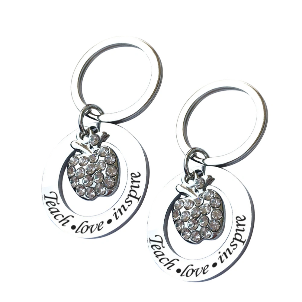 2Pcs Teacher's Day Key Chains Key Pendants Bag Pendants Gift Supplies (Silver)