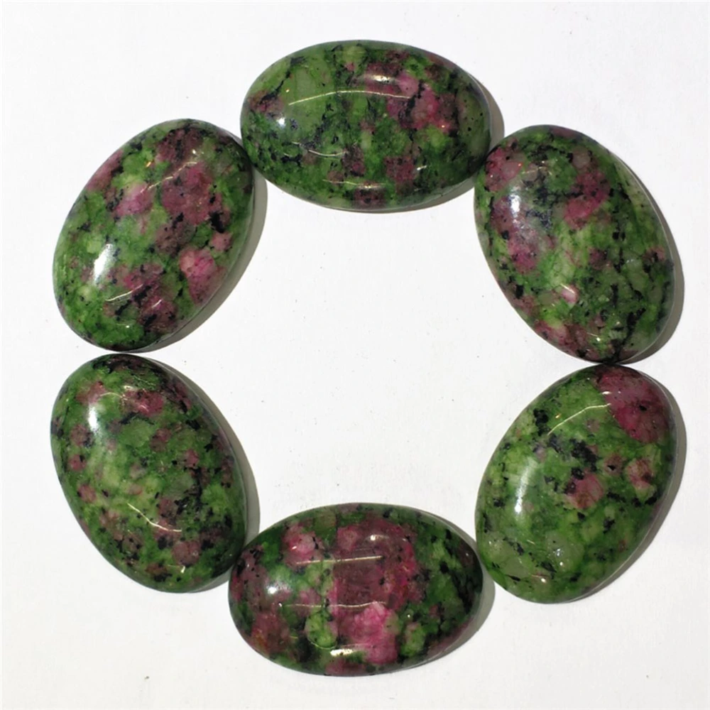 5pcs Oval Beads Semi-precious Gemstones Quartz Crystal Charms DIY Beads Random Color Bulk for Jewelry Making (Mixed Color)