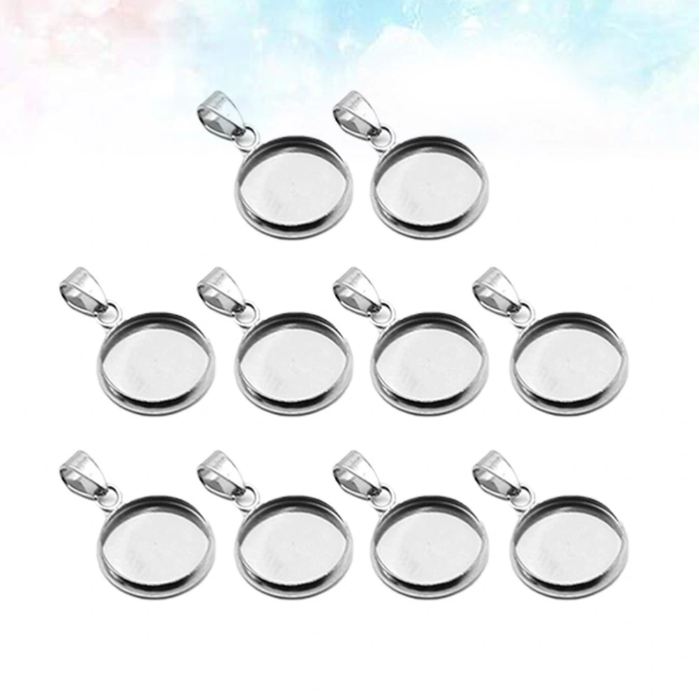 20Pcs DIY Jewelry Pendant Accessories Stainless Steel Round Jewelry Trays Covers Kit for Neck Chain Necklace (Silver 18mm)