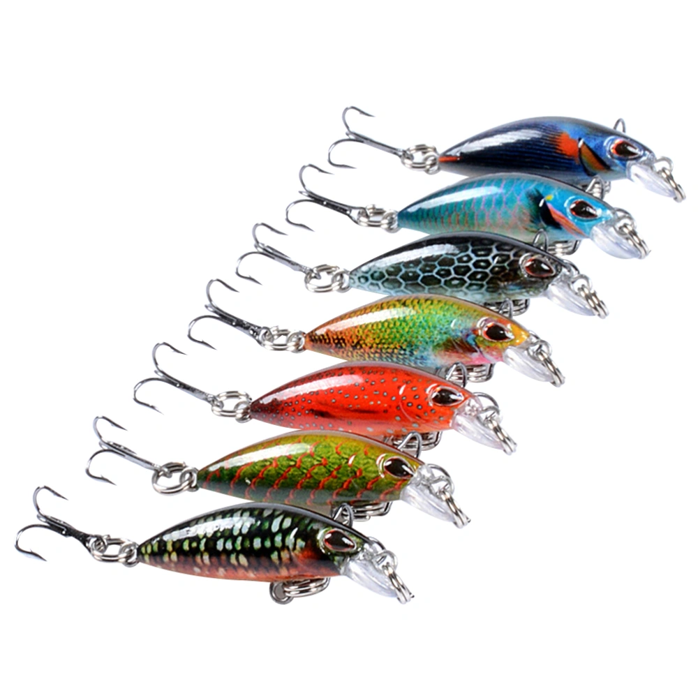 7 Pcs 4.1cm/2.5g Mini Fish Bait Minnow Lure Bait Colorful Hard Fake Bait Fishing Lures with Strong Treble for Outdoor (Set of 7 Colors)