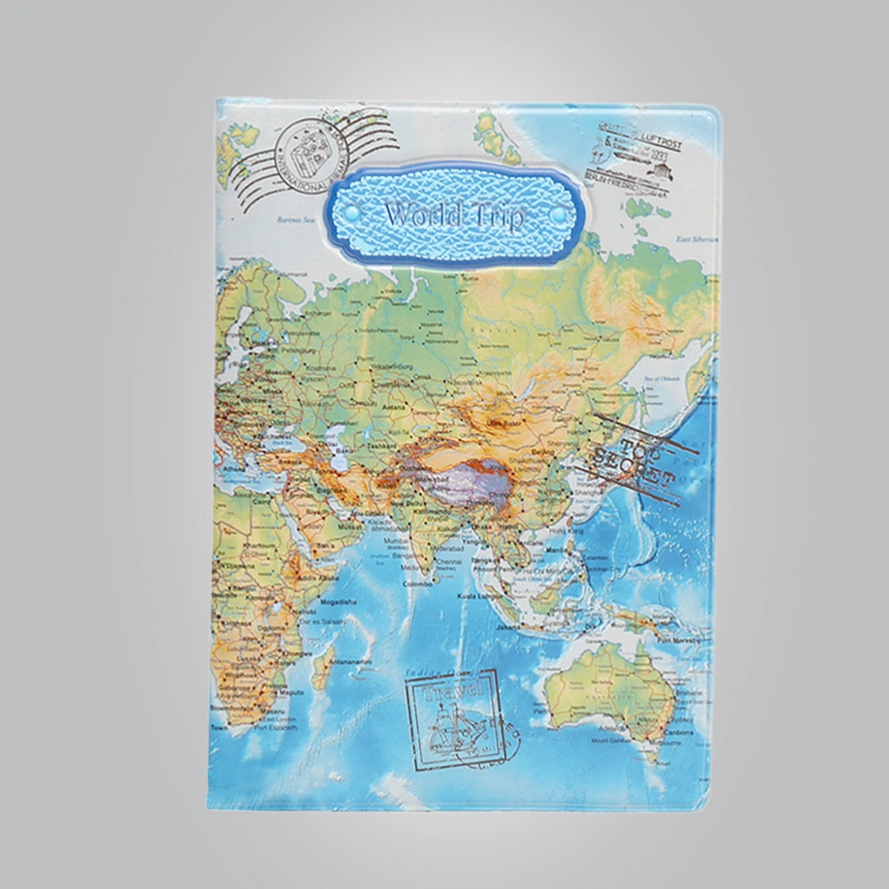 World Map Style Passport Protective Cover Case for Travel Documents Cards Ticket Holding