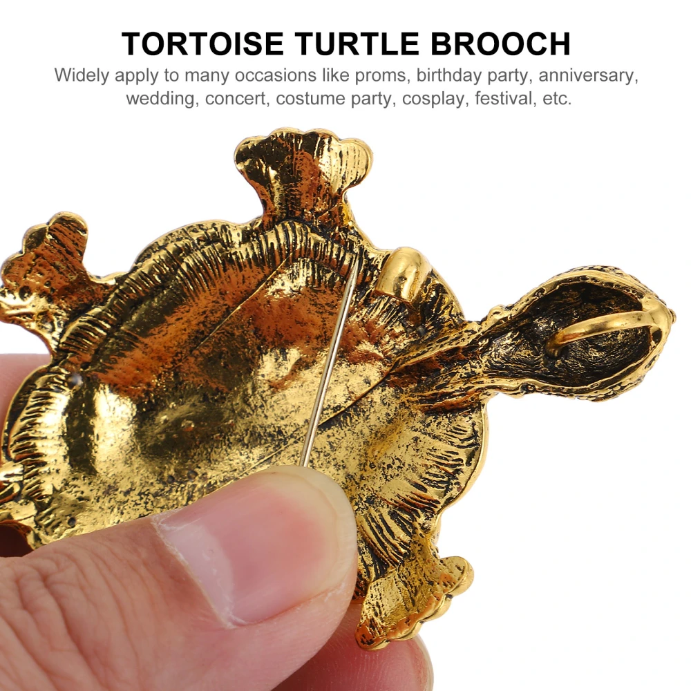 Rhinestone Embellished Tortoise Brooch Turtle Brooch Clip for Women and Girls