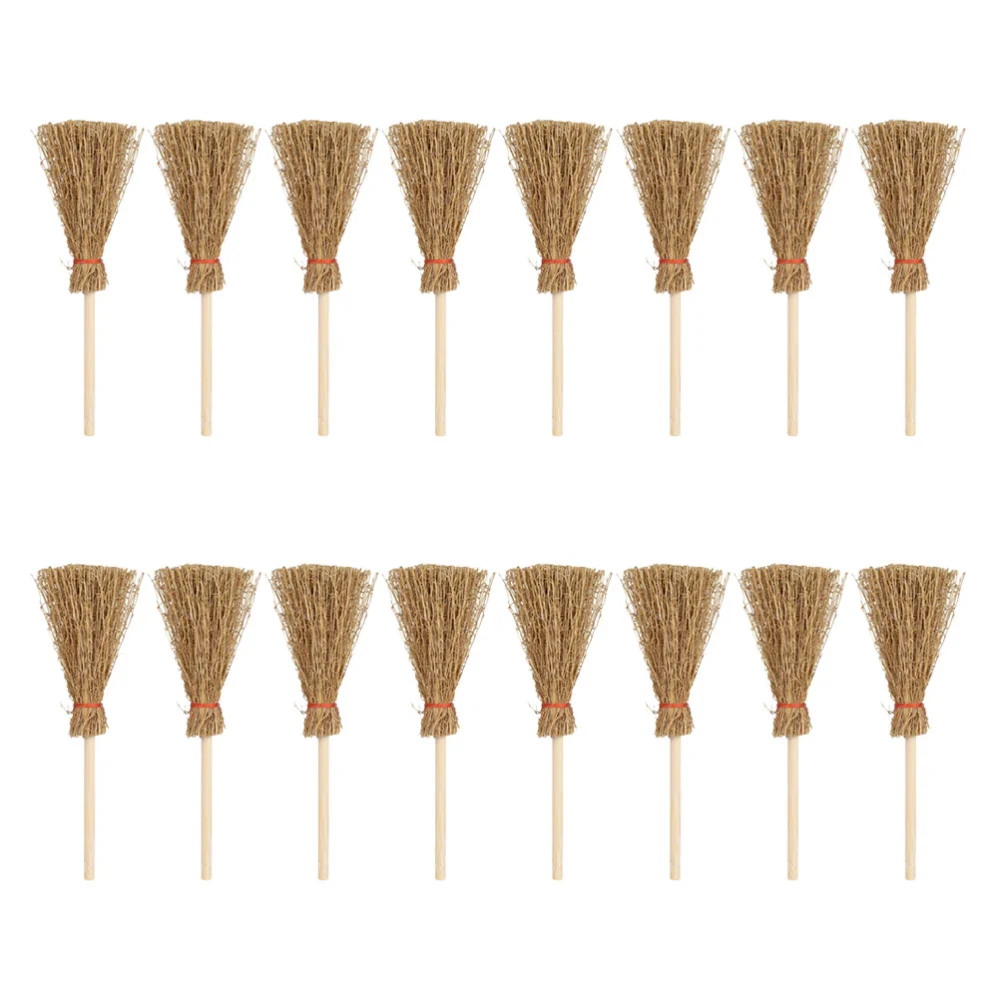 16pcs Broom Props Mini House Decor Brooms Simulation Brooms Mini House Decor