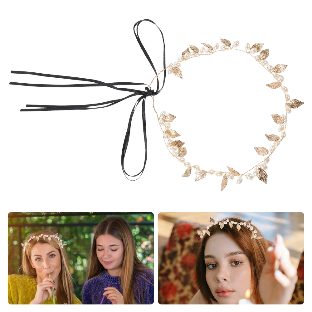 Dual-use Jewelry Leaves Headband Wedding Hair Jewelry Elegant Pearl Necklace