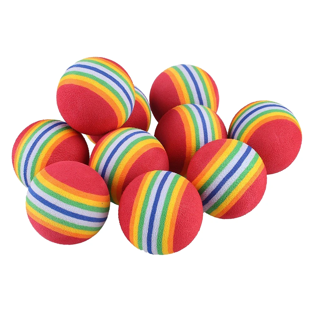 10pcs Rainbow Ball EVA Floating Water Toy Pet Kitten Cats Snack Ball Chew Training Toy Random Color