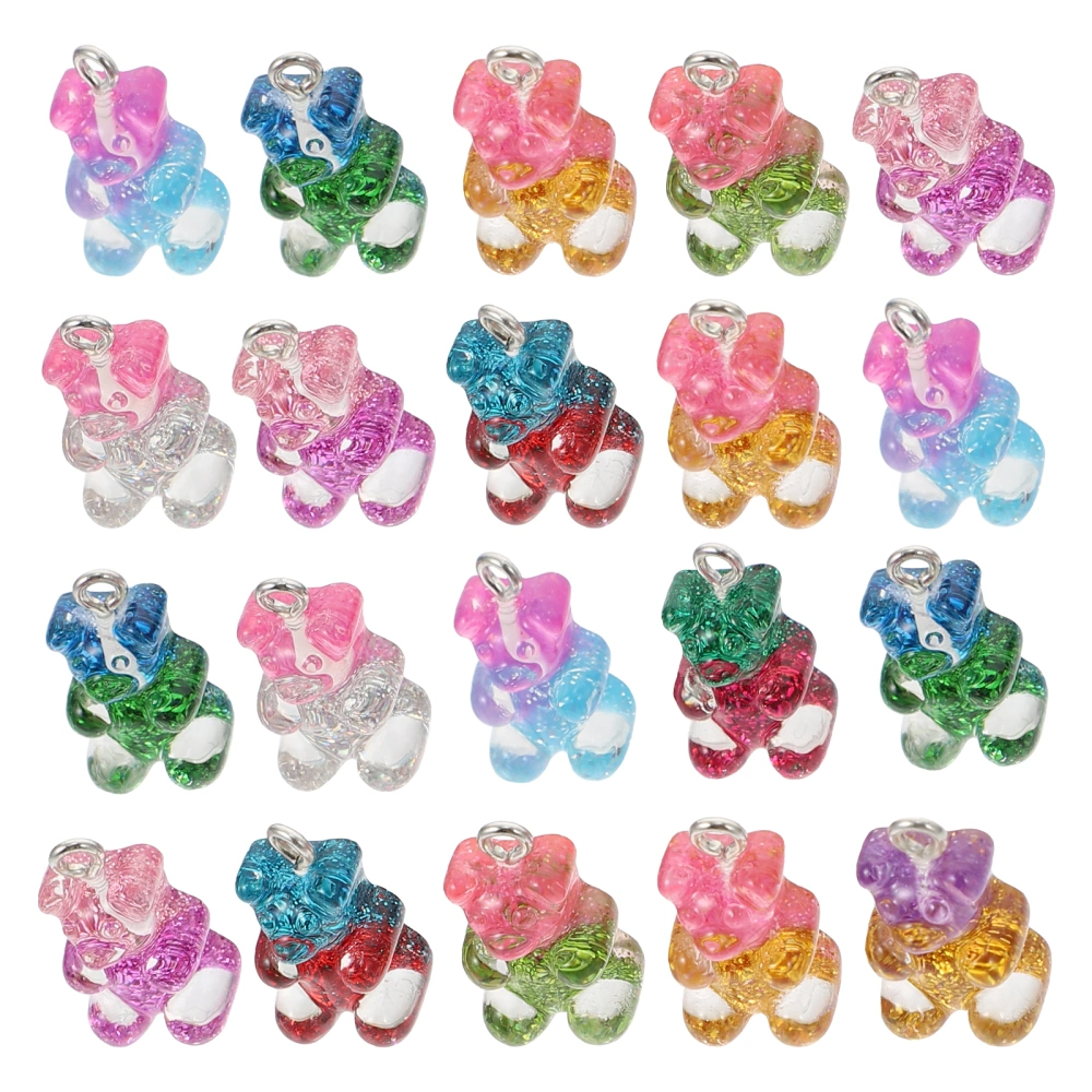 20Pcs Bear Charms Earrings Pendants Simple Bear Shape Beads DIY Ear Studs Charms