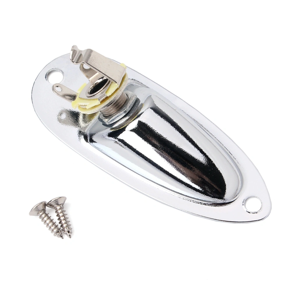 Boat 1/4 Inch 6.35mm Guitar Jack Plug Socket Guitar Pickup Output Input Jack Plug with Jack Plate Screws for Strat Electric Guitar Bass (Silver)