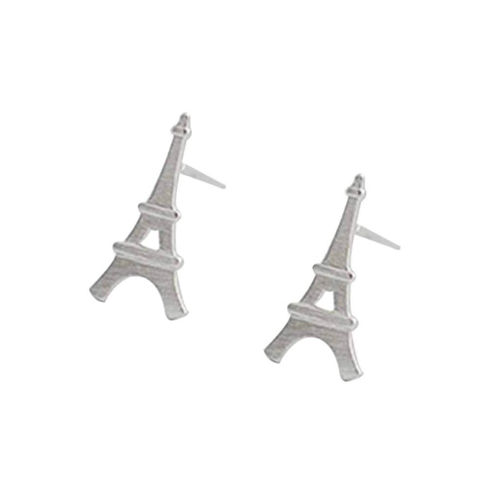 Eiffel Tower Decor Ear Stud Beautiful Silver Earrings for Women Mother Friend Lover (Silver)