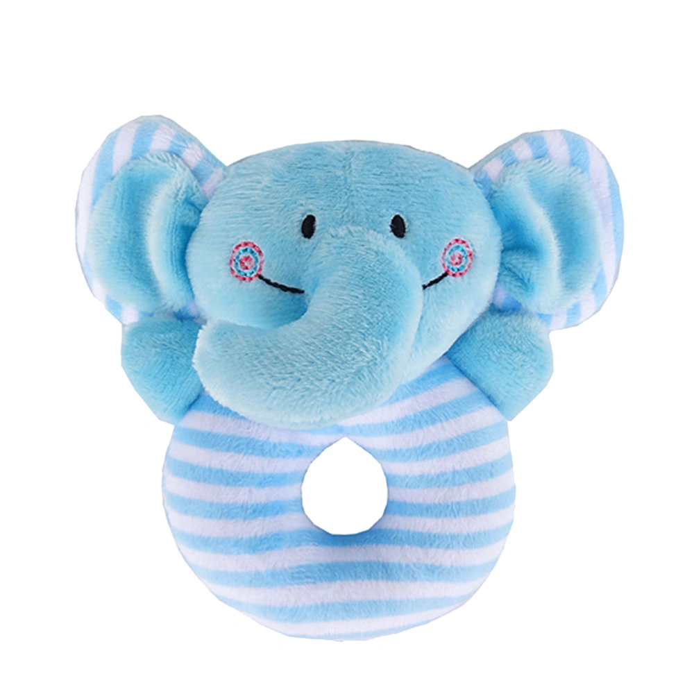 Animal Baby Hand Rattle Squeaker Developmental Educational Animal Rattles Infant Baby Toys(Blue Elephant)