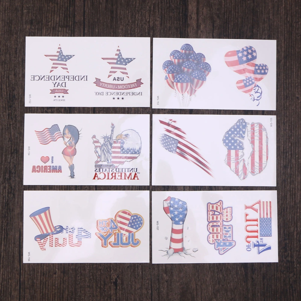 11pcs Assorted Patriotic Temporary Tattoos American Flag Independence Day Stickers 4th of July Party Decorations Face Body Decor for Children Adults