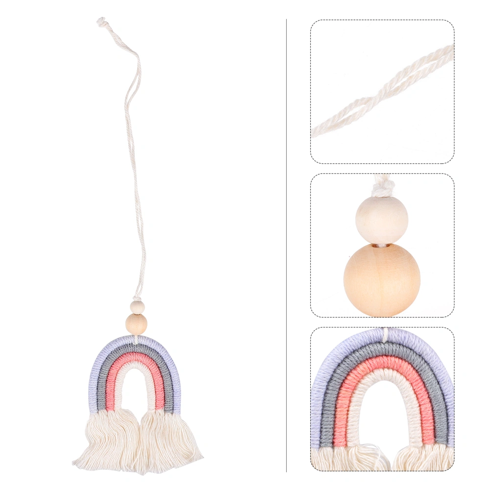 2pcs Rainbow Pendant Bohemia Style Wooden Bead Hanging Decor Redolent Car Decor