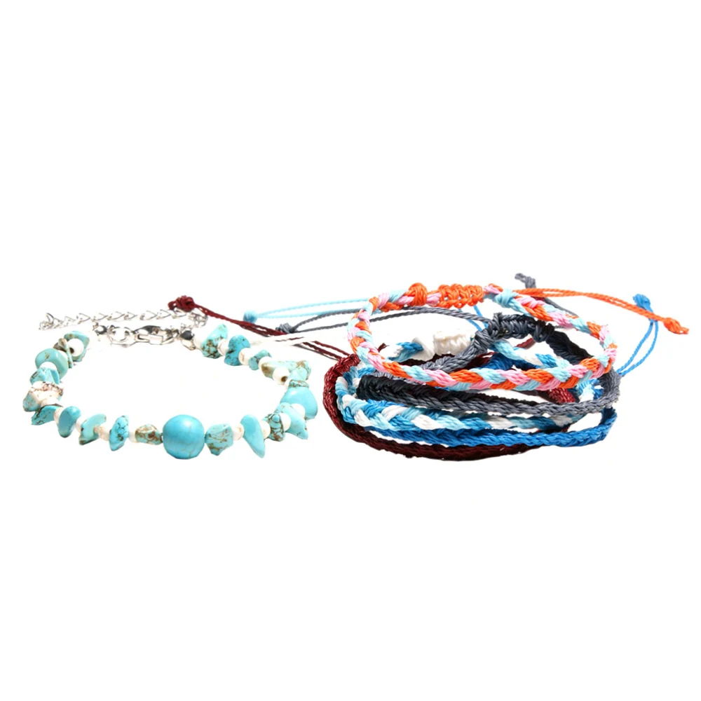 Weave Braided Ankle Chain Bracelet Anklet Casual Sandbeach Foot Chain for Women Girls 18ky0725