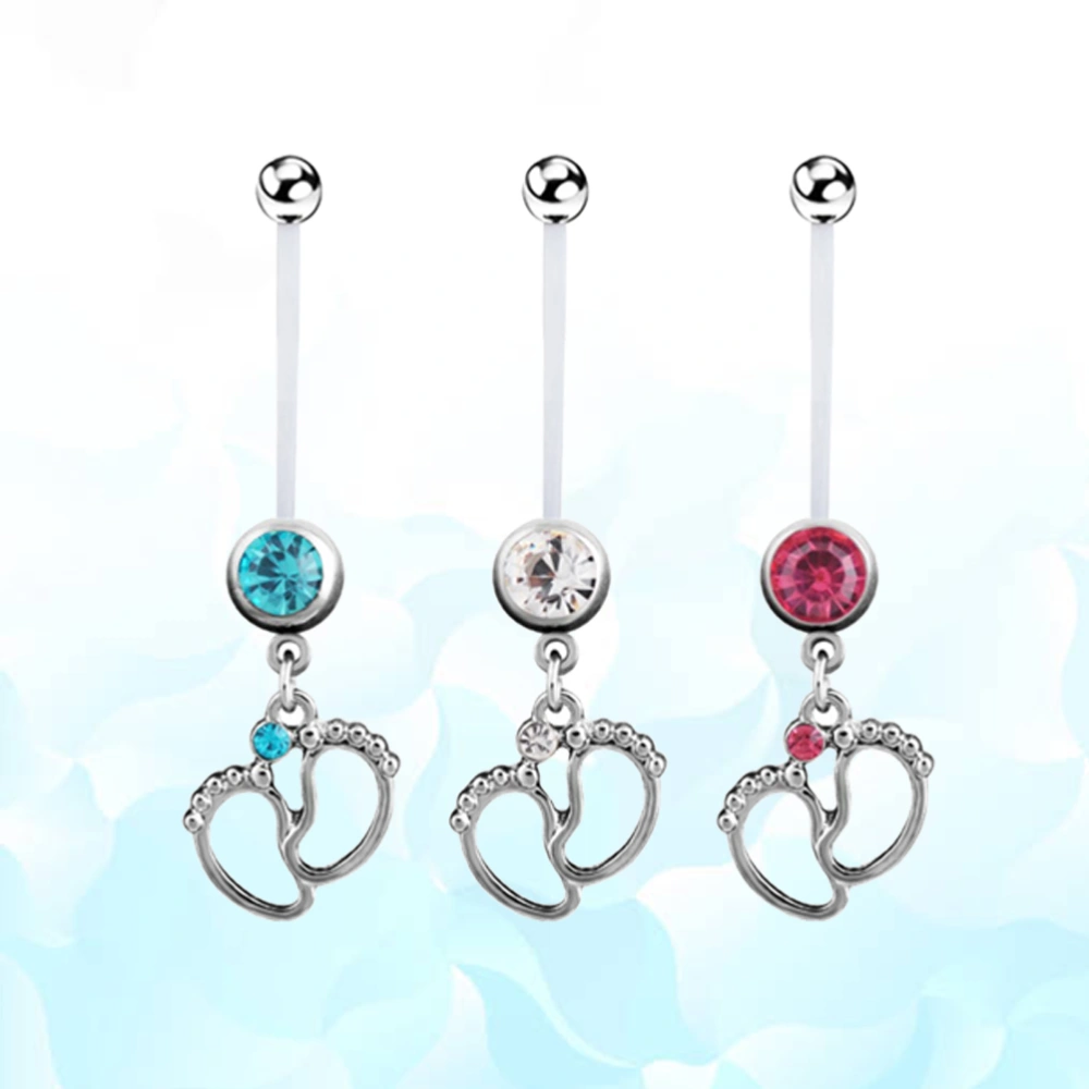 3pcs Women Belly Button Rings Crystal Navel Ring Body Piercing Jewelry for Women Girls Ladies