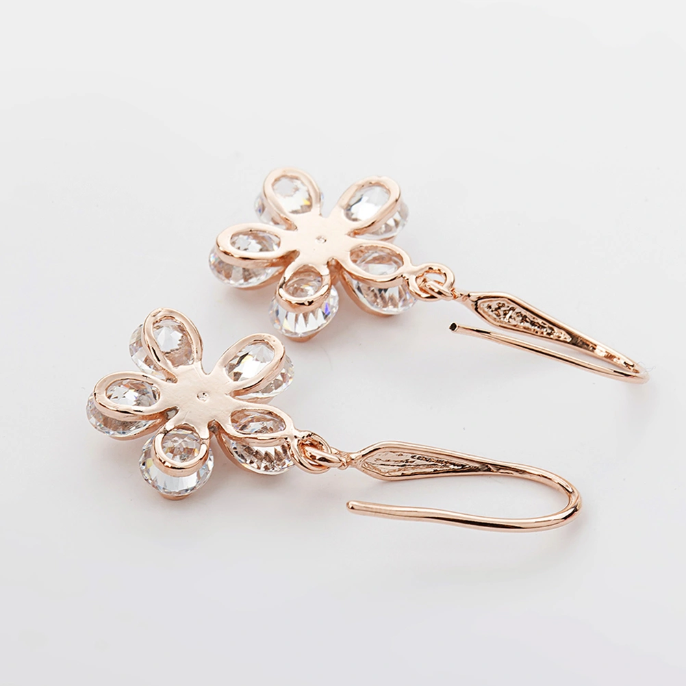 Crystal Flower Earrings Trendy Five Petals Earrings Shiny Dangle Earrings Fashionable Jewelry(E1349)