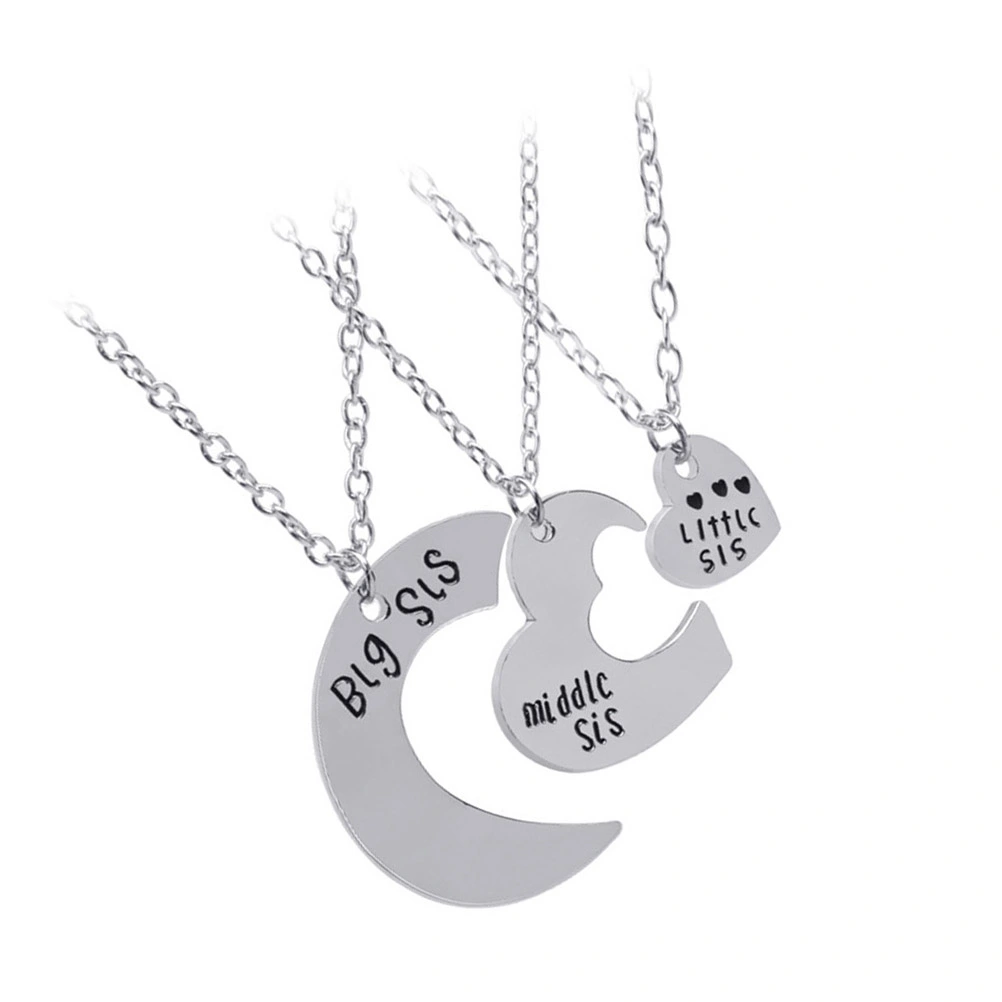 Puzzle Heart Pendant Necklace Women Sister Forever Necklaces Jewelry Graduation Gift (Silver)