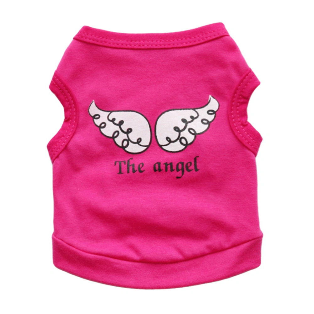 Stylish Dog Puppy Dress Angel Wings Vest Cartoon Pet Spring and Summer Clothes Pet Cotton Vest (Rosy, Size S)