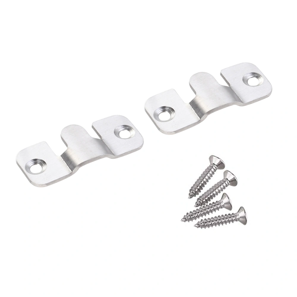 2 PCS Hanging Picture Painting Mirror Hooks Stainless Steel Interlocking Hangers Photo Frame Hooks with Screws (Silver)