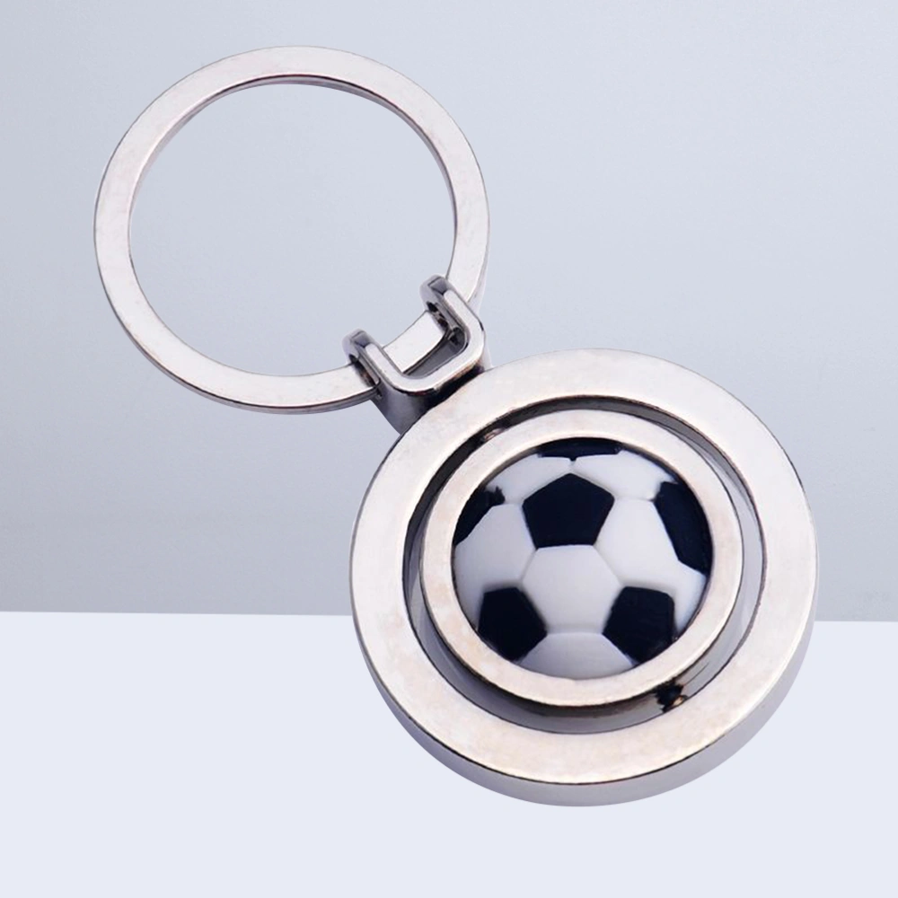 Rotating Football Pendant Keyring Keyfob Charm Metal Keychain Cool Car Keyring Purse Bag Decor Pendant Creative Gift